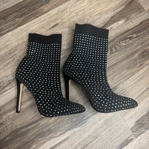 Catherine Malandrino Black Rhinestone Heeled Boots